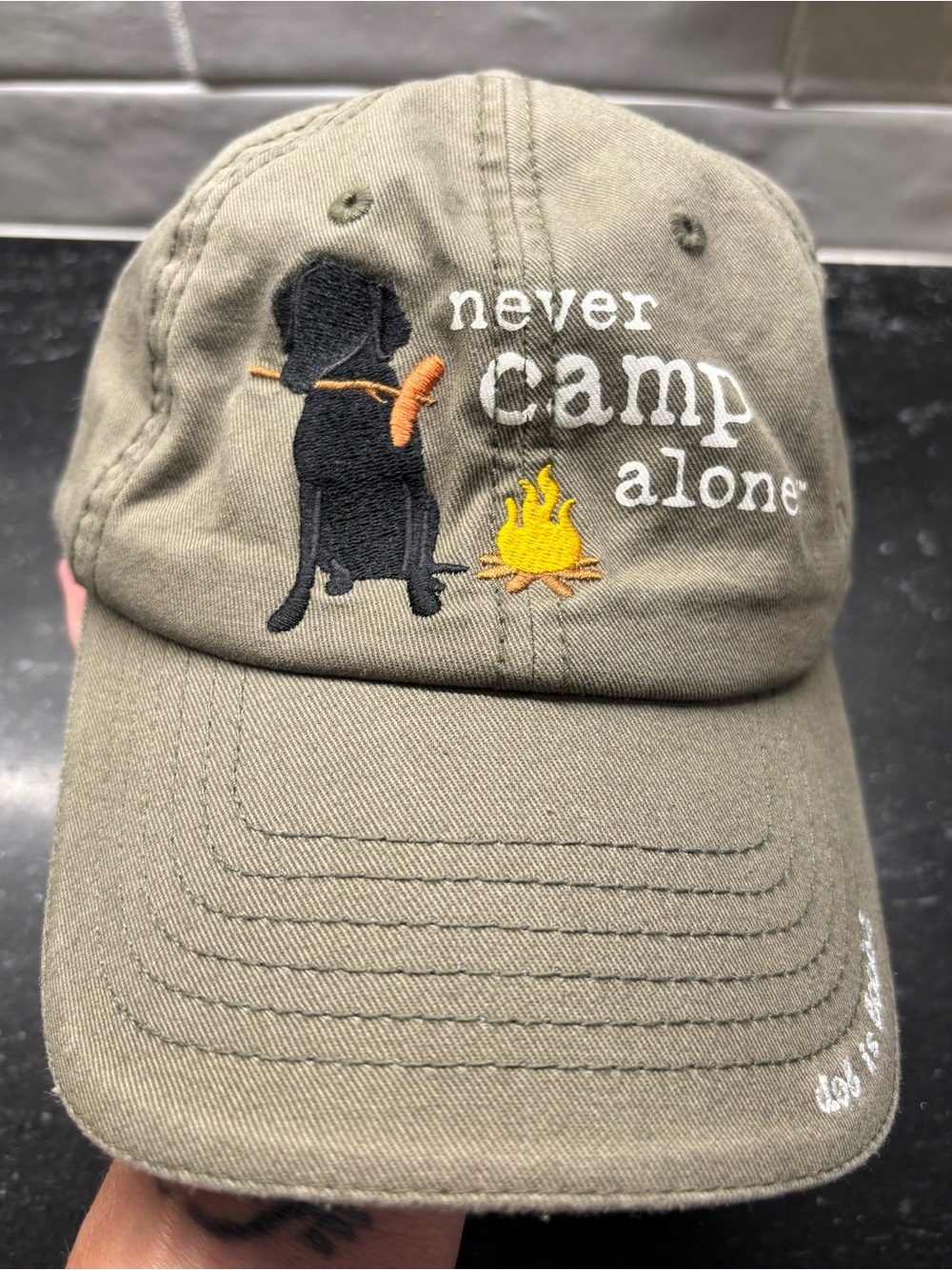 Dog Is Good Never Camp Alone Adjustable Hat Cap -Dad hat/Camping - Picture 2 of 6